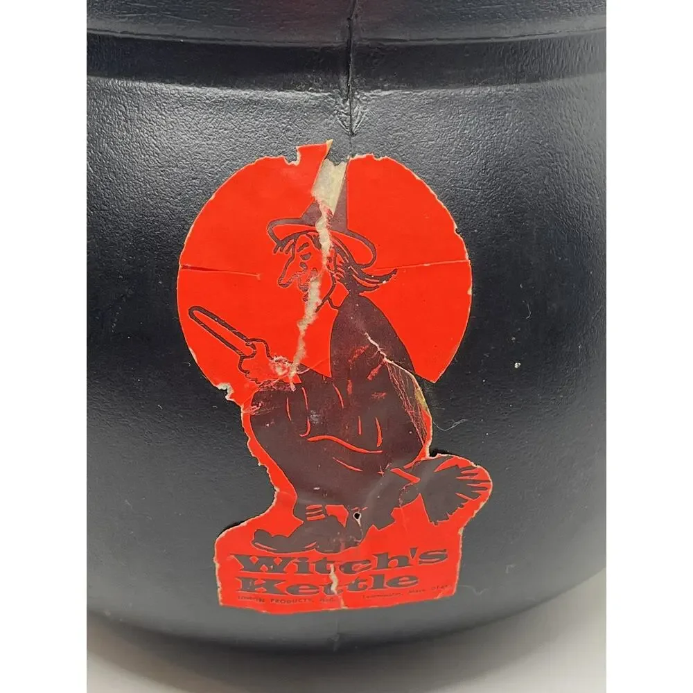 1987 Union Products witch kettle 1453 with stickers cauldron blow mold halloween